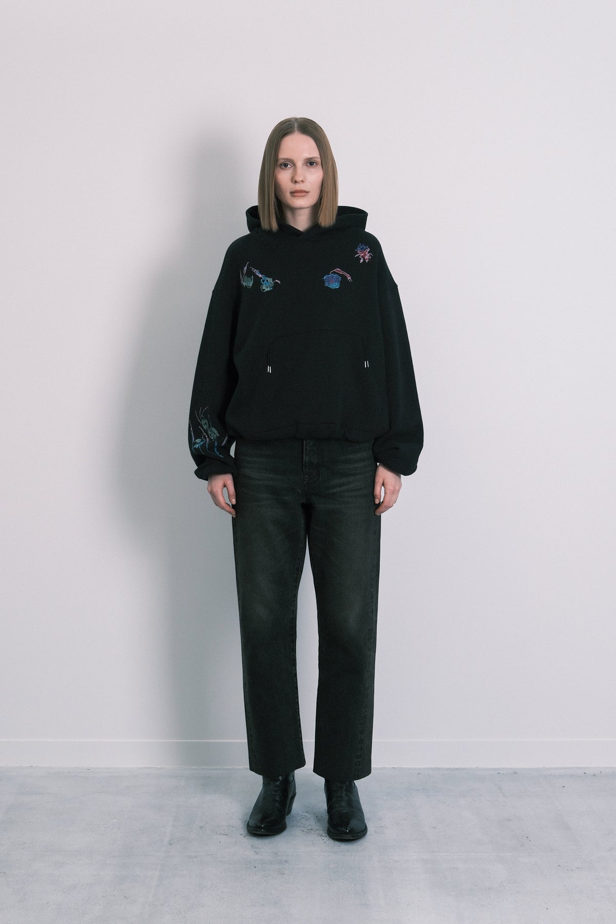 THE SWEAT HOODIE - BLACK(FLOWER) - TANAKA