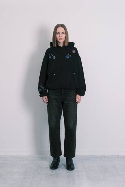 THE SWEAT HOODIE - BLACK(FLOWER) - TANAKA