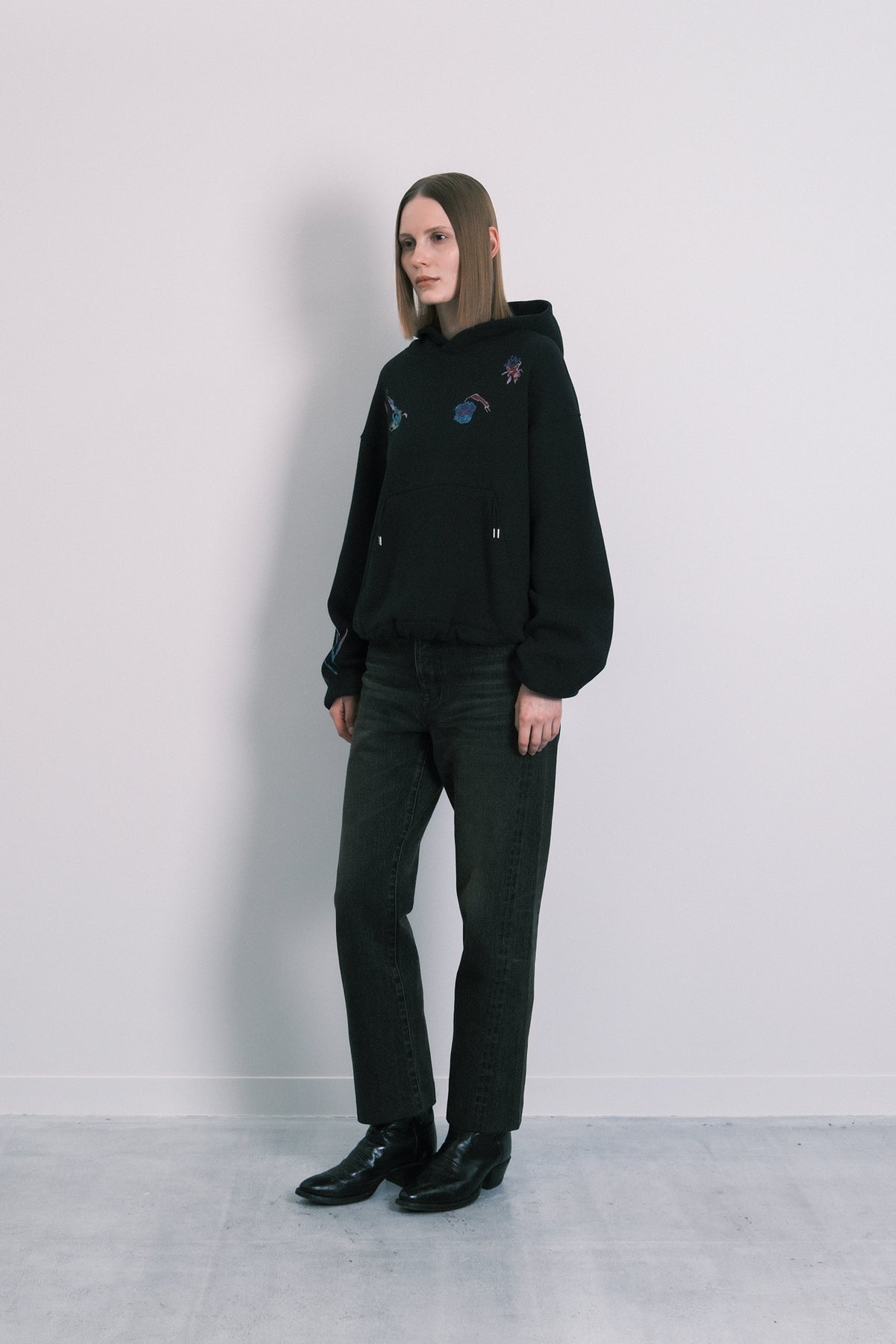 THE SWEAT HOODIE - BLACK(FLOWER) - TANAKA