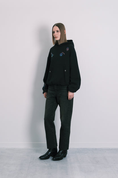 THE SWEAT HOODIE - BLACK(FLOWER) - TANAKA