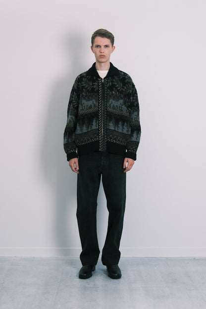 JACQUARD CARDIGAN - BLACK