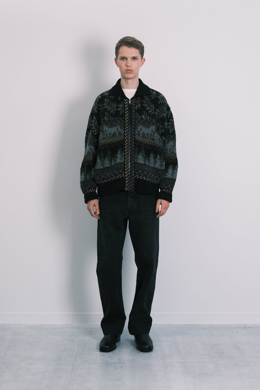 JACQUARD CARDIGAN - BLACK