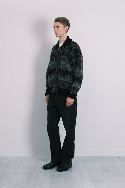 JACQUARD CARDIGAN - BLACK