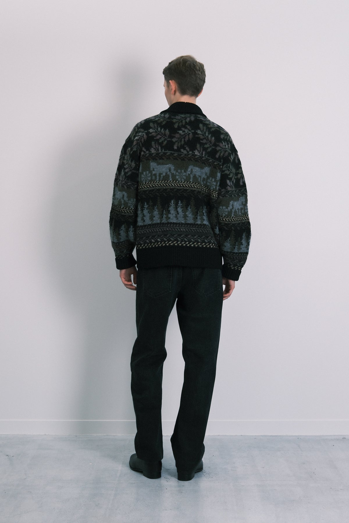 JACQUARD CARDIGAN - BLACK