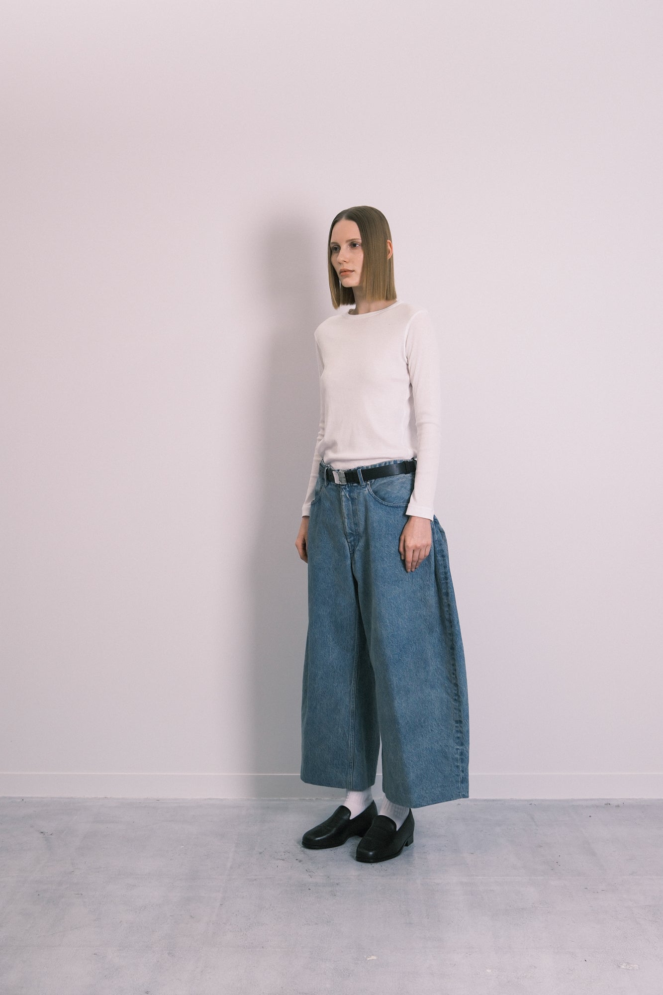 WIDE CROPPED JEANS - DUSTY BLUE
