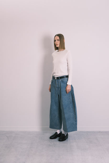 WIDE CROPPED JEANS - DUSTY BLUE