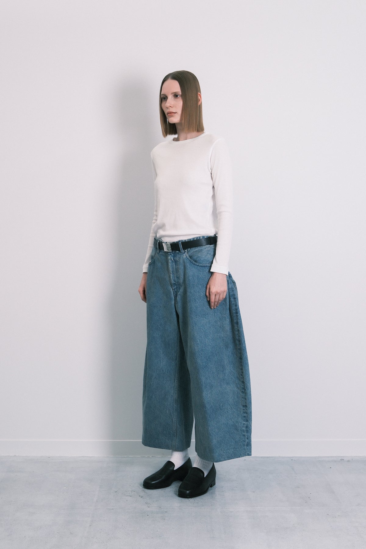 WIDE CROPPED JEANS - DUSTY BLUE