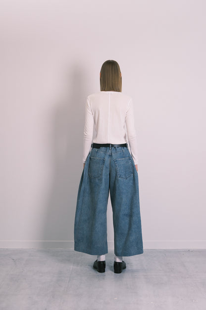 WIDE CROPPED JEANS - DUSTY BLUE