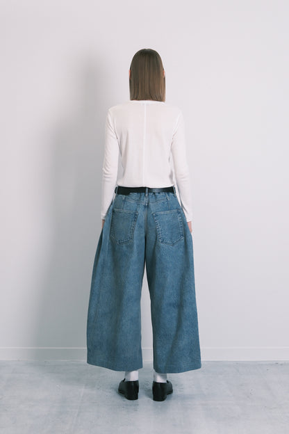 WIDE CROPPED JEANS - DUSTY BLUE