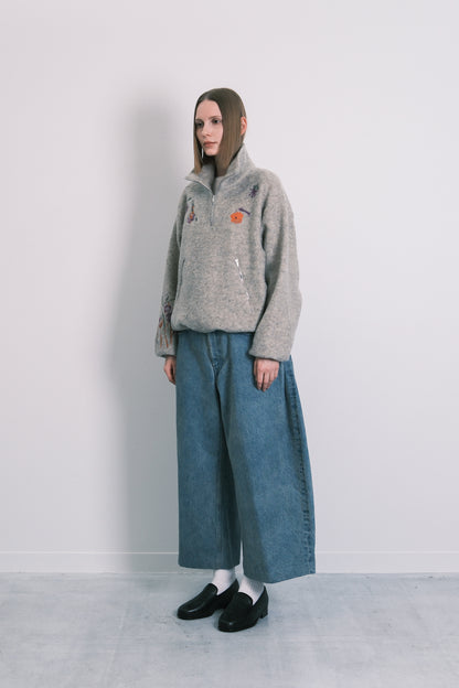 FLEECE PULLOVER - OATMEAL(FLOWER)