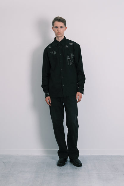 SHIFT WESTERN SHIRT - BLACK(EMBROIDERY)