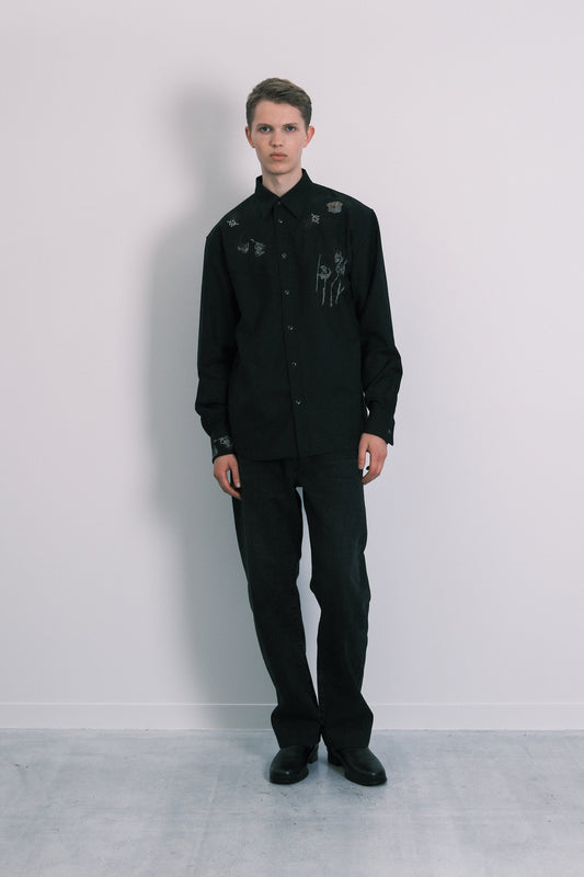 SHIFT WESTERN SHIRT - BLACK(EMBROIDERY)