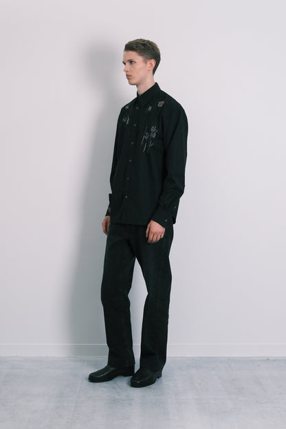 SHIFT WESTERN SHIRT - BLACK(EMBROIDERY)