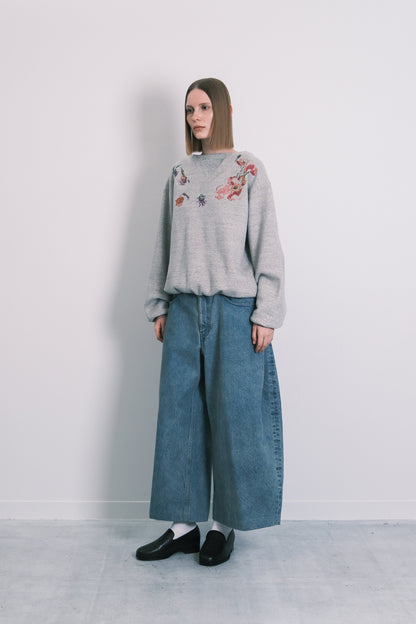 THE SWEATSHIRT - HEATHER GRAY(FLOWER) - TANAKA