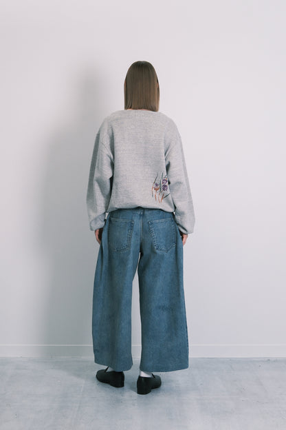THE SWEATSHIRT - HEATHER GRAY(FLOWER) - TANAKA