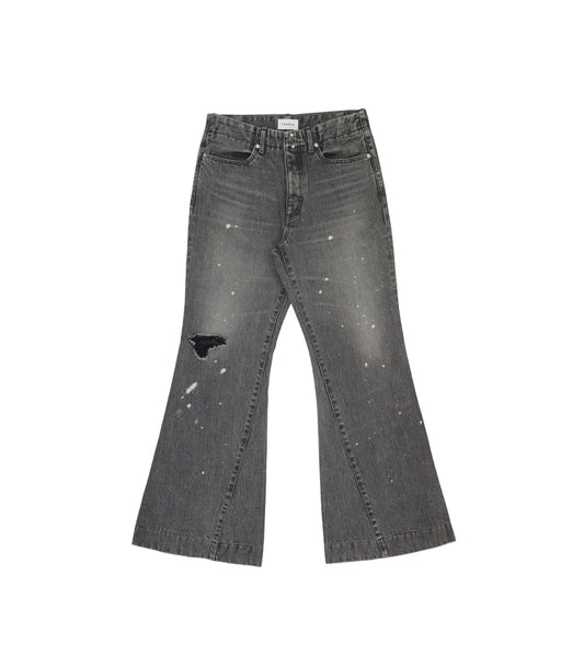 FLARE JEAN TROUSERS - DISTRESSED GRAY - TANAKA