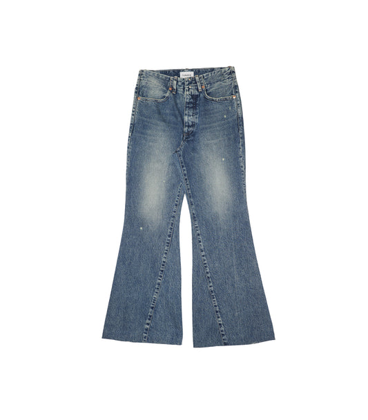 FLARE JEAN TROUSERS - GREEN BLUE