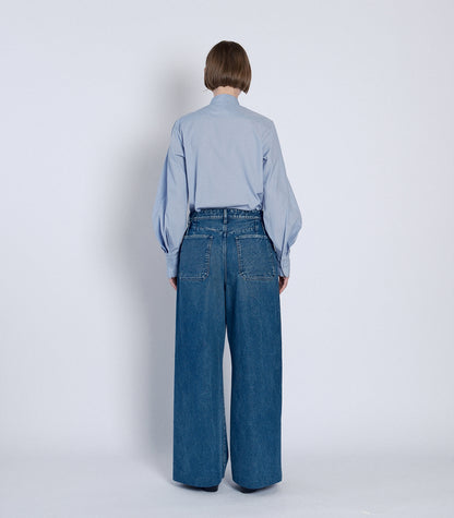 HAKAMA JEAN TROUSERS - GREEN BLUE - TANAKA