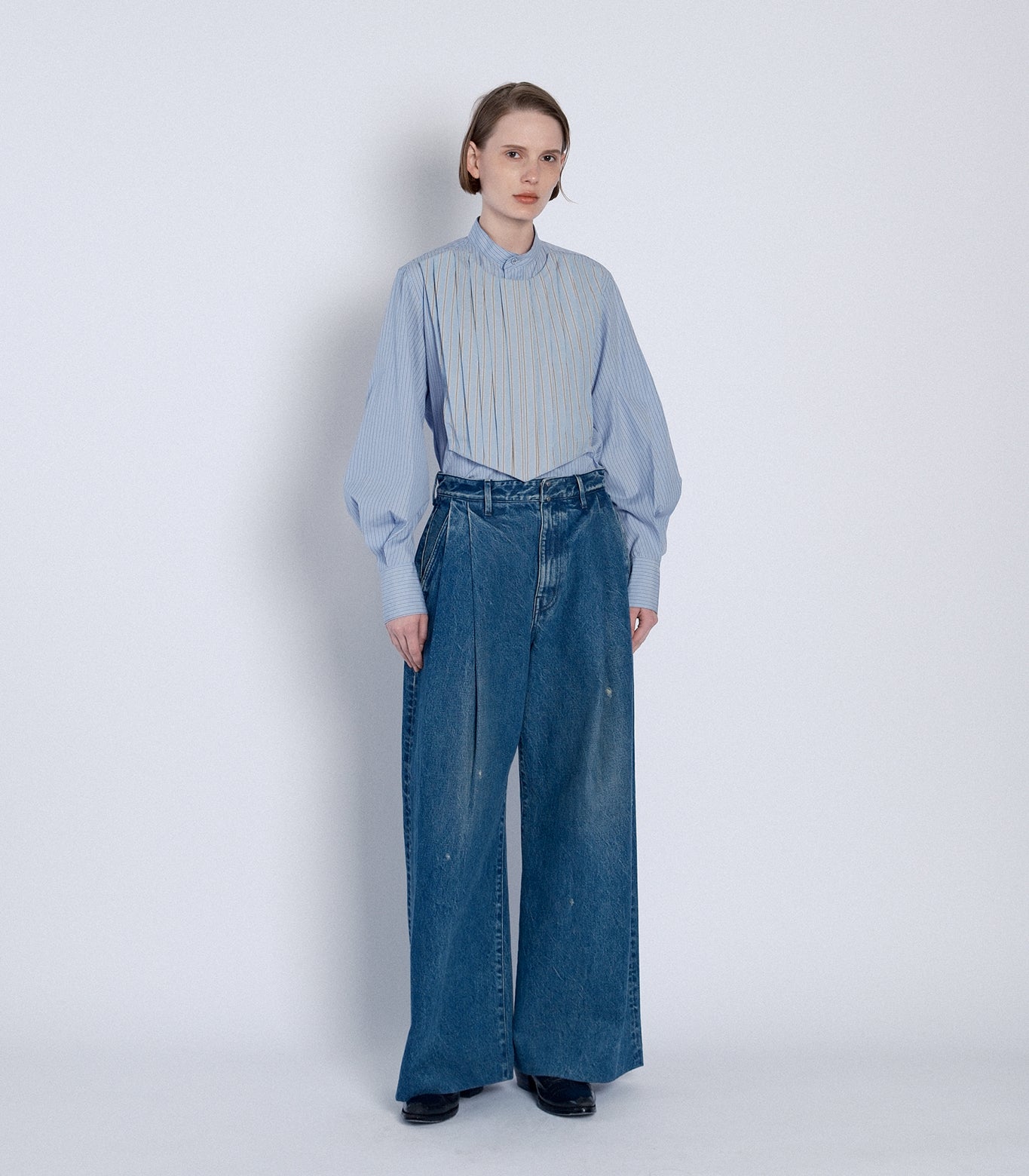 HAKAMA JEAN TROUSERS - GREEN BLUE