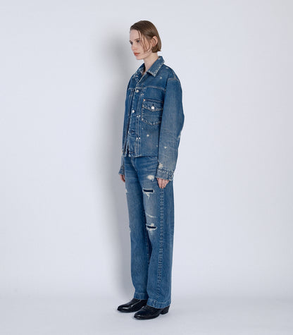 STRAIGHT JEAN TROUSERS - 60's BLUE - TANAKA