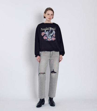 STRAIGHT JEAN TROUSERS - LIGHT GRAY - TANAKA