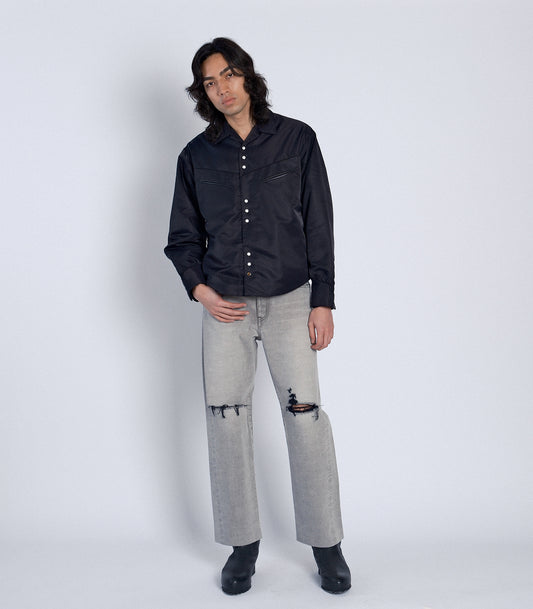 STRAIGHT JEAN TROUSERS - LIGHT GRAY