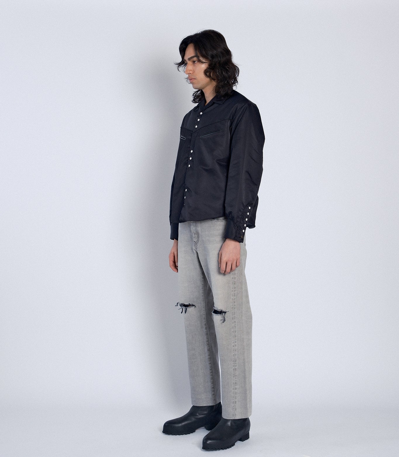 STRAIGHT JEAN TROUSERS - LIGHT GRAY