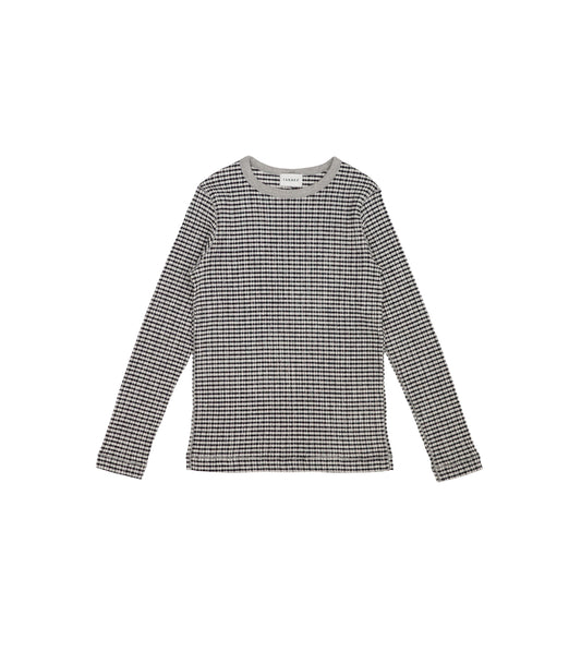 LONG SLEEVE TEE - BLACK GINGHAM - TANAKA