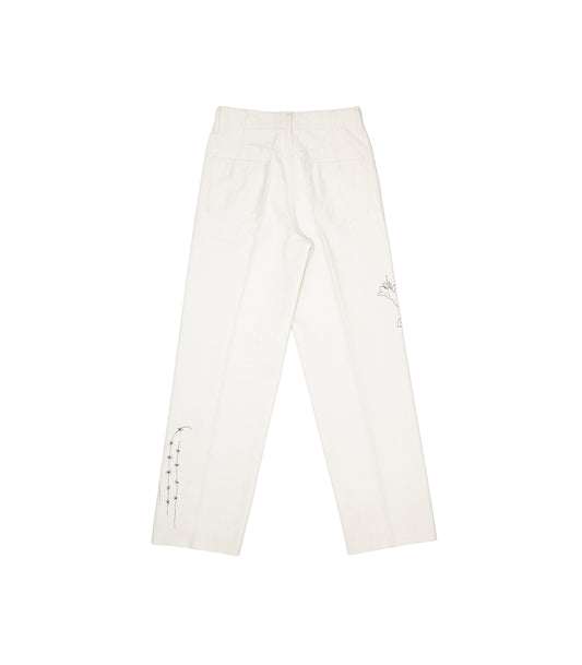 THE JEAN TROUSERS - WHITE(EMBROIDERY) - TANAKA