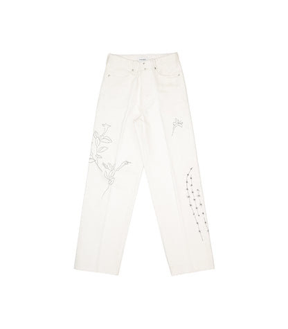 THE JEAN TROUSERS - WHITE(EMBROIDERY) - TANAKA