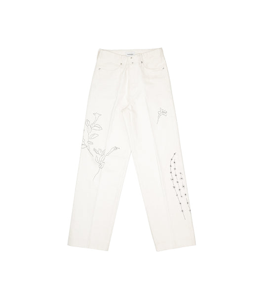 THE JEAN TROUSERS - WHITE(EMBROIDERY) - TANAKA