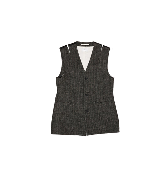 SLIT TAILORED VEST -  HERRINGBONE