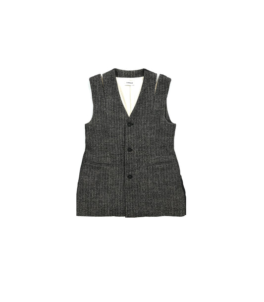 SLIT TAILORED VEST -  HERRINGBONE