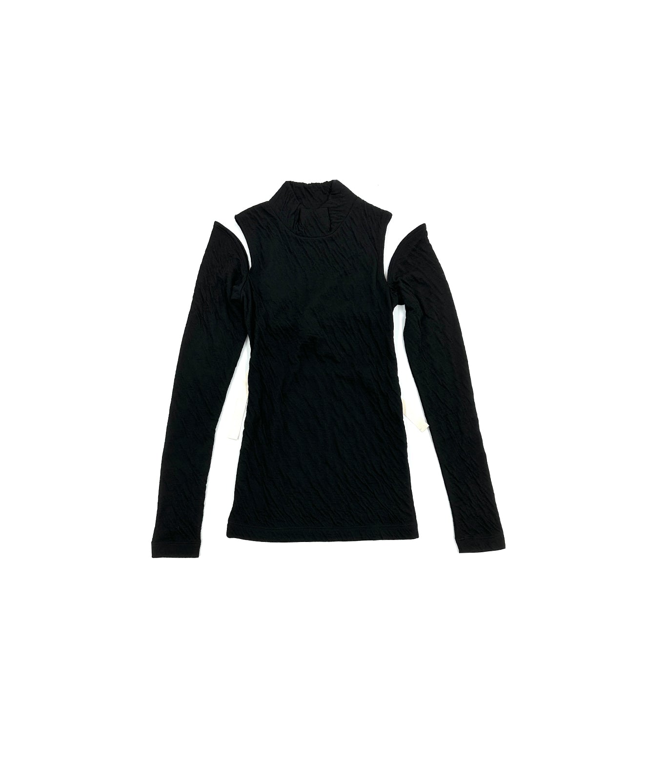 HIGH-NECK JERSEY TOP -  BLACK