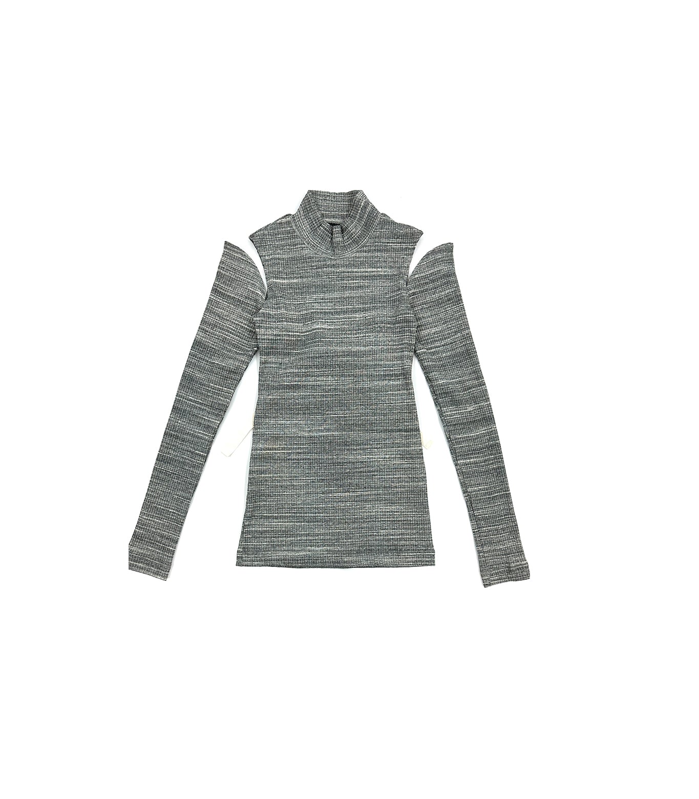 HIGH-NECK JERSEY TOP -  MARBLE GRAY