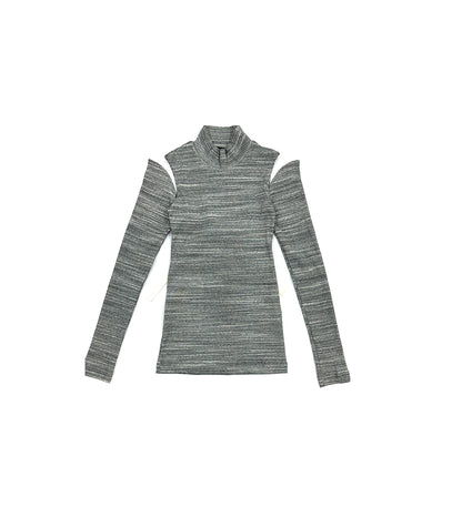 HIGH-NECK JERSEY TOP -  MARBLE GRAY - TANAKA