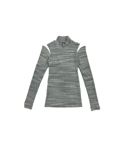 HIGH-NECK JERSEY TOP -  MARBLE GRAY