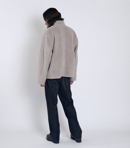 PULLOVER SHAGGY TOP - LIGHT GRAY