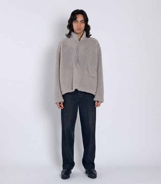 PULLOVER SHAGGY TOP - LIGHT GRAY