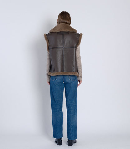 SHEARLING VEST - BROWN - TANAKA
