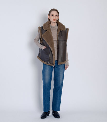 SHEARLING VEST - BROWN - TANAKA