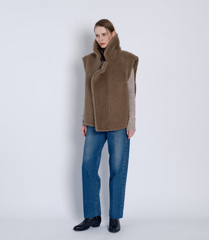 SHEARLING VEST - BROWN - TANAKA