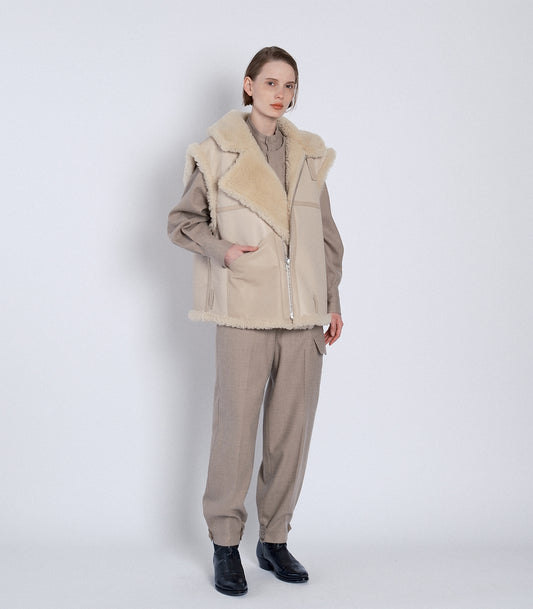 SHEARLING VEST - NATURAL