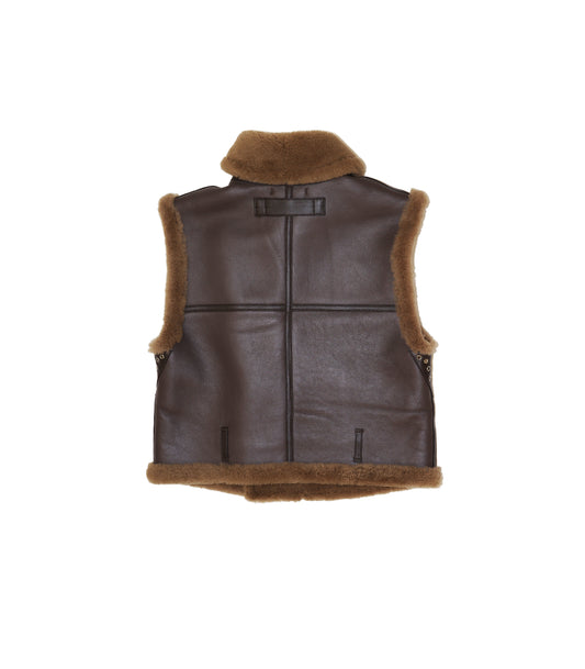 SHEARLING VEST - BROWN