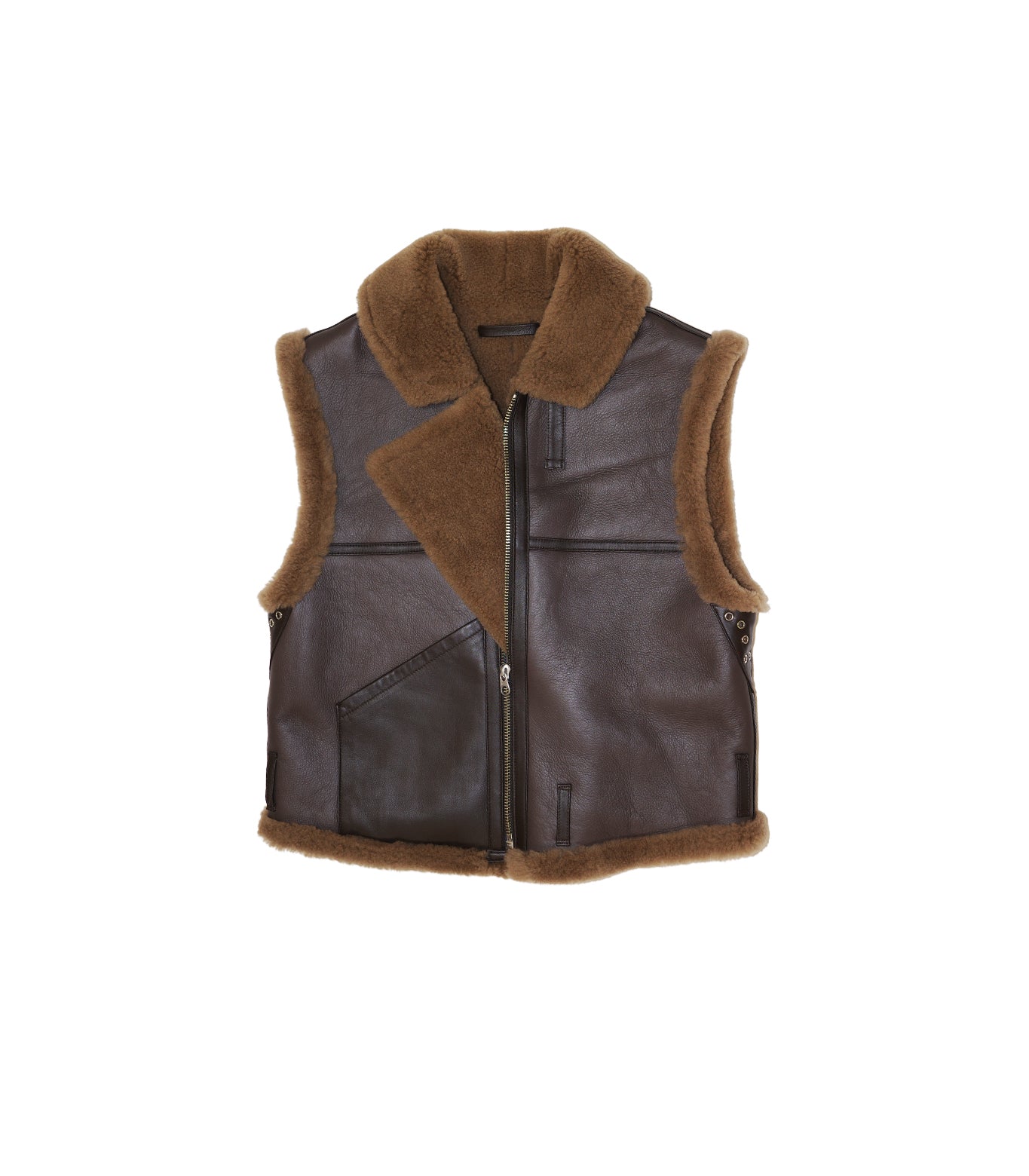SHEARLING VEST - BROWN