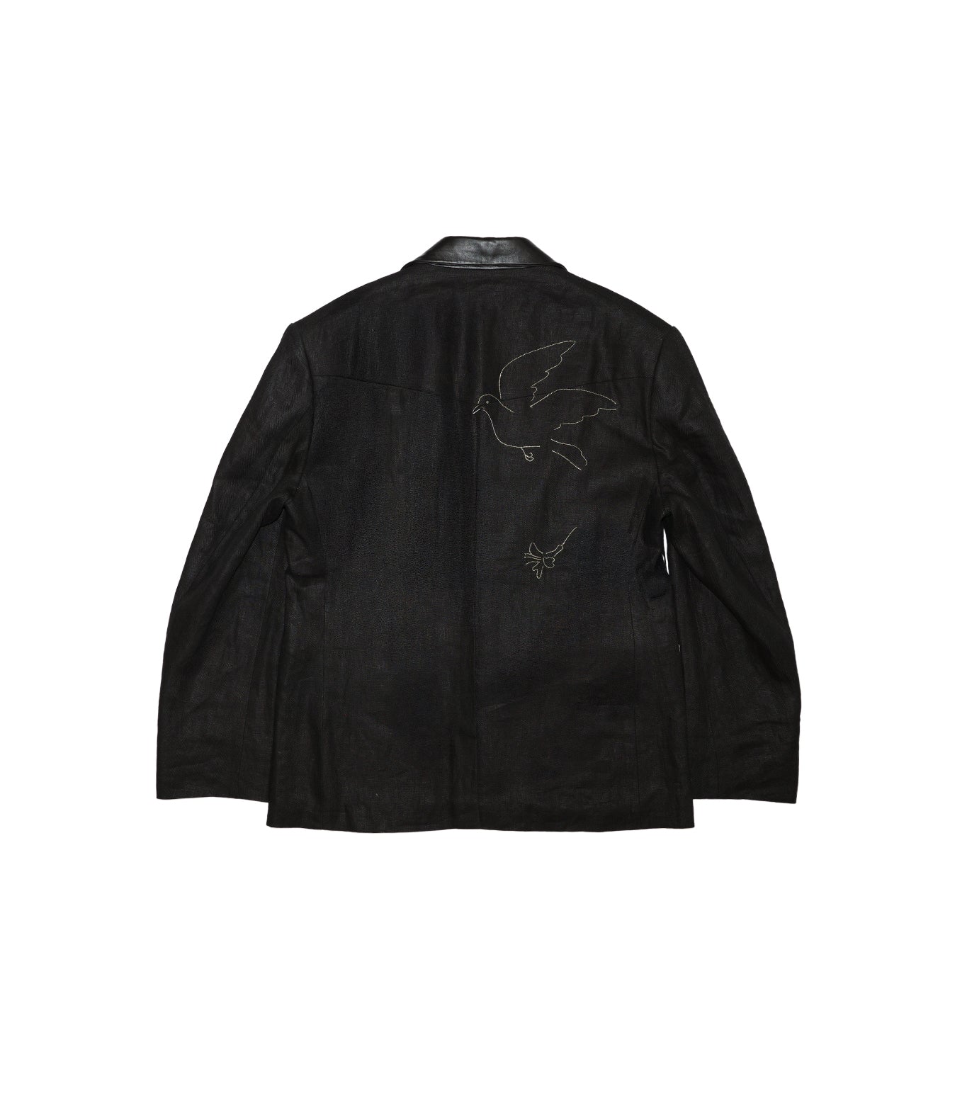 SCULPTURE JACKET - BLACK LINEN(EMBROIDERY) - TANAKA