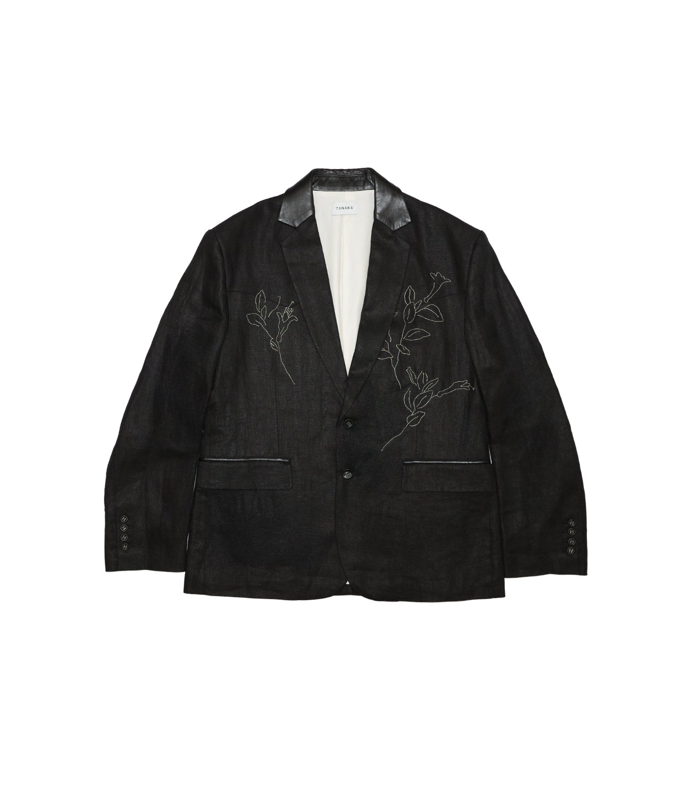 SCULPTURE JACKET - BLACK LINEN(EMBROIDERY) - TANAKA