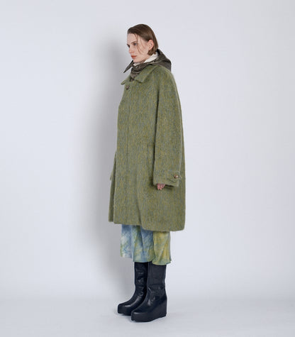 HOODED COAT - GREEN - TANAKA