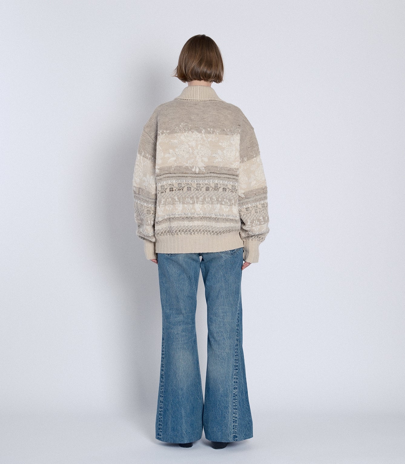 JACQUARD CARDIGAN - NATURAL