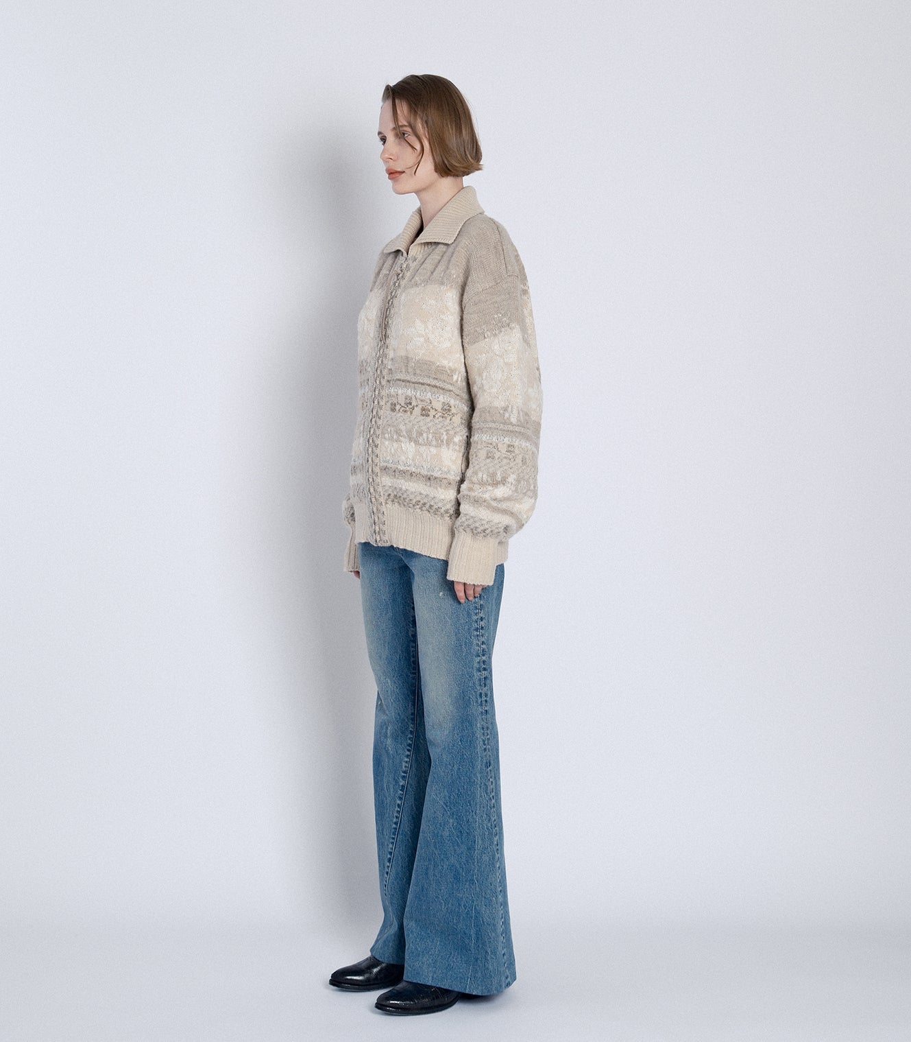 JACQUARD CARDIGAN - NATURAL